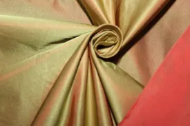 100% SILK DUTCHESS SATIN GREEN X RUST COLOR 37 mm 54" wide