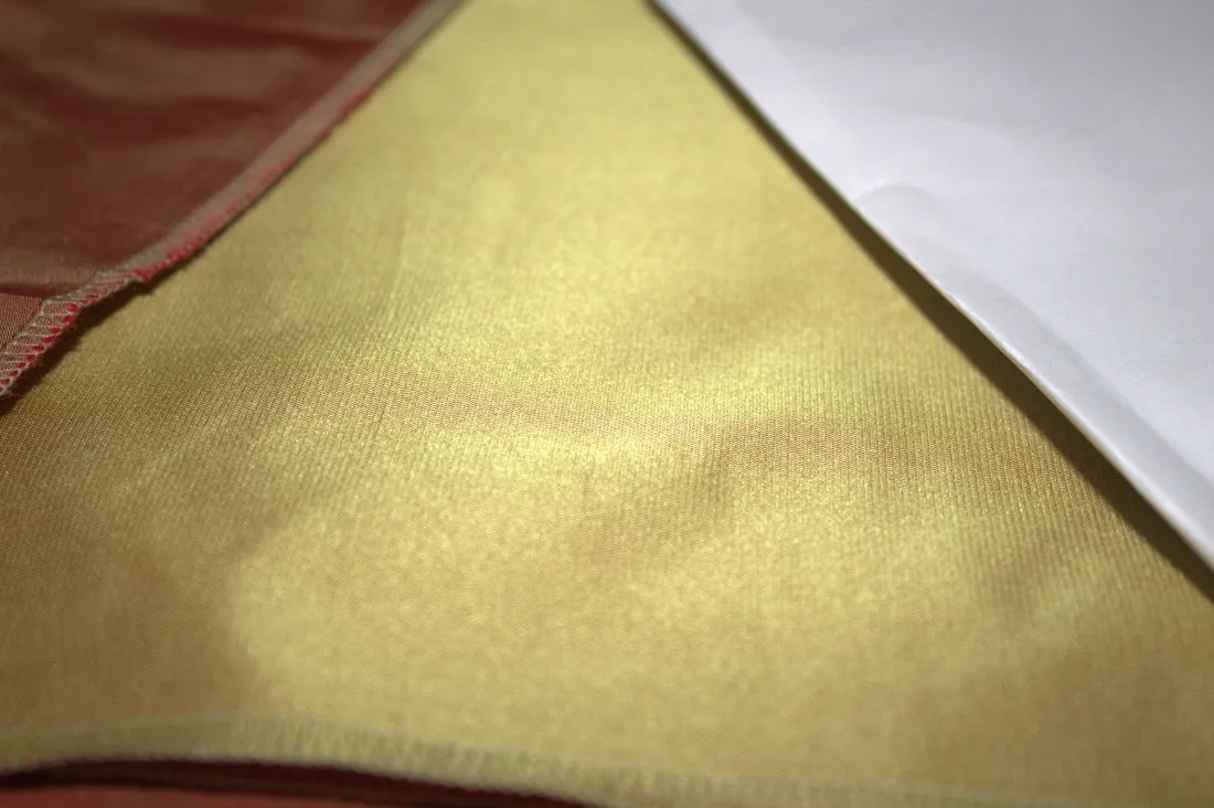 100% SILK DUTCHESS SATIN GREEN X RUST COLOR 37 mm 54" wide