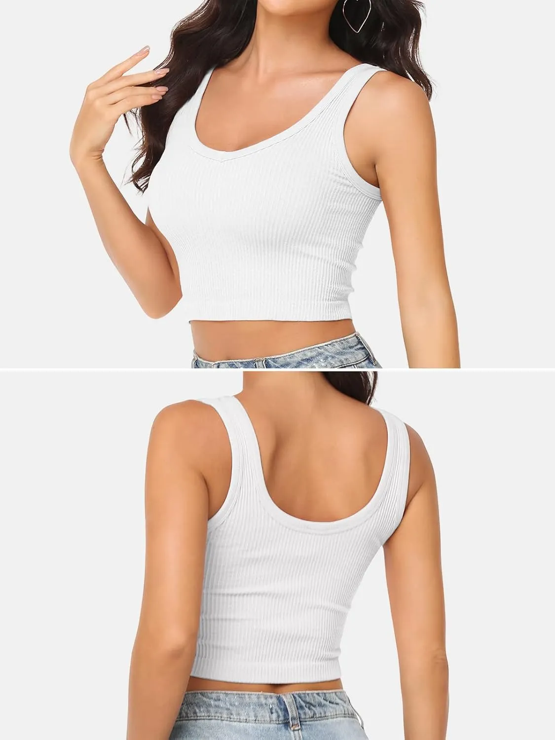 3 Pieces Womens Tank Tops Cute Sexy Going Out Ribbed Summer Tops Black White Crop Tops for Women