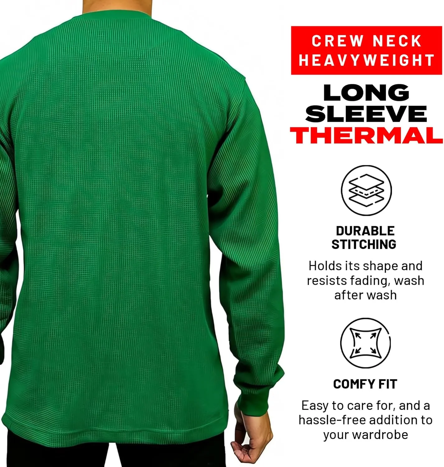 Access Heavyweight Crew Neck Thermal Shirts for Men, Crafted from Rugged Waffle Knit Fabric, Men's Thermal Long Sleeve Shirt