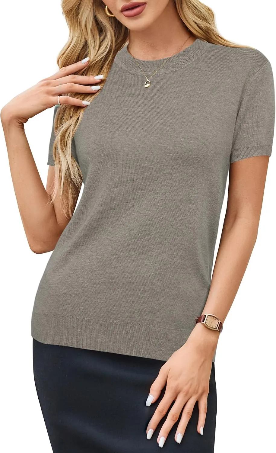 Arach&Cloz Women's Wool Blend Business Casual Loose Fit Summer Sweaters Outfits