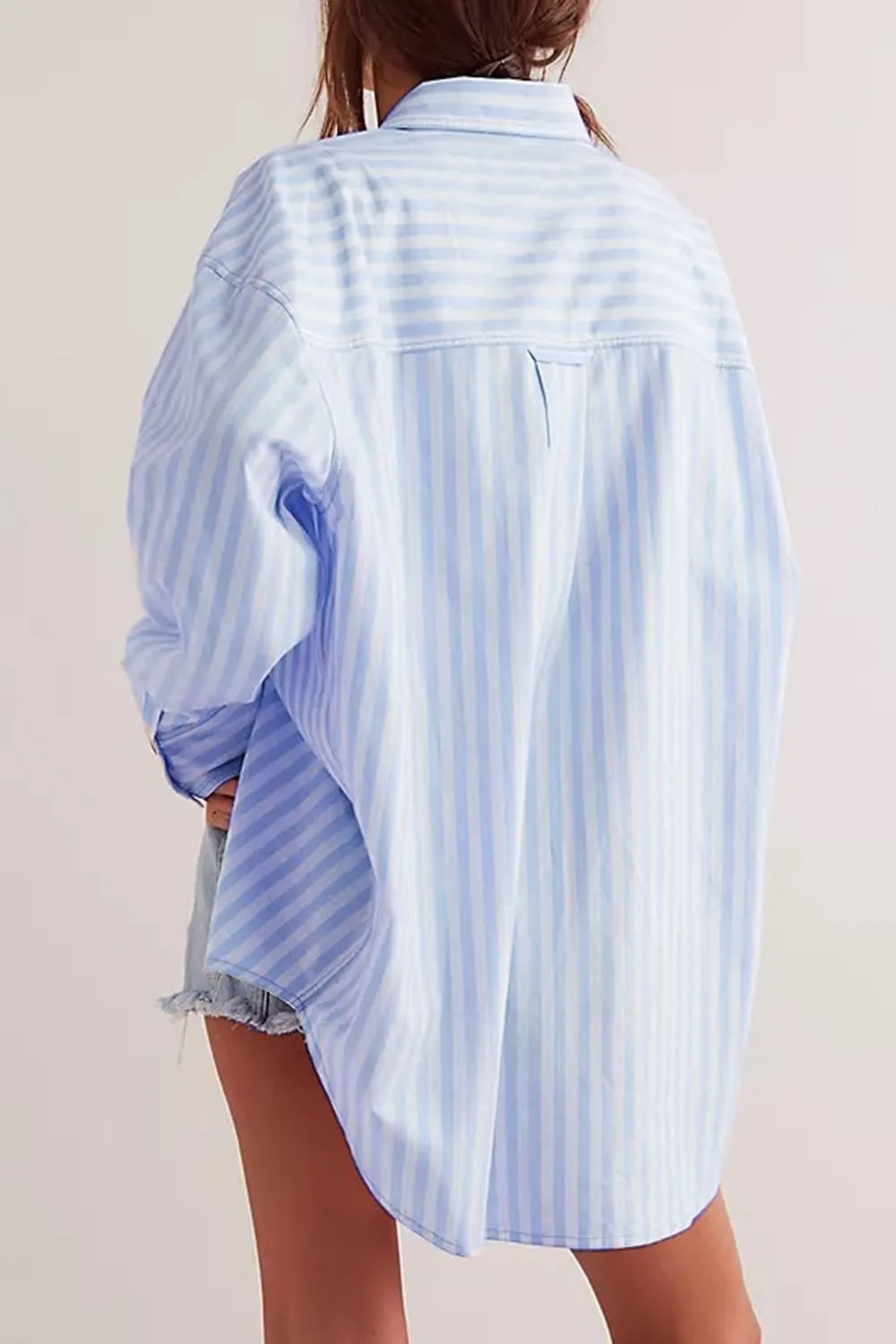 CHYRII Womens Striped Button Down Shirt Casual Long Sleeve Blouse Top