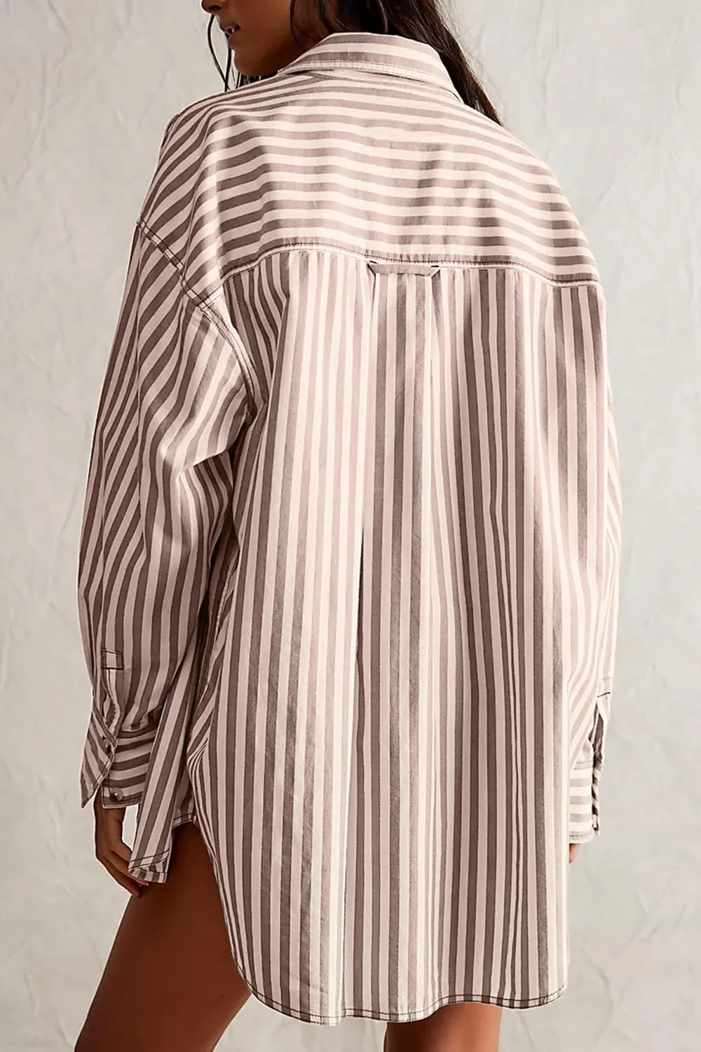 CHYRII Womens Striped Button Down Shirt Casual Long Sleeve Blouse Top