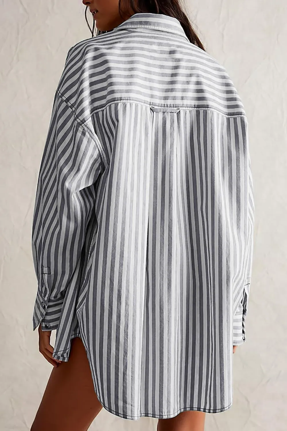 CHYRII Womens Striped Button Down Shirt Casual Long Sleeve Blouse Top
