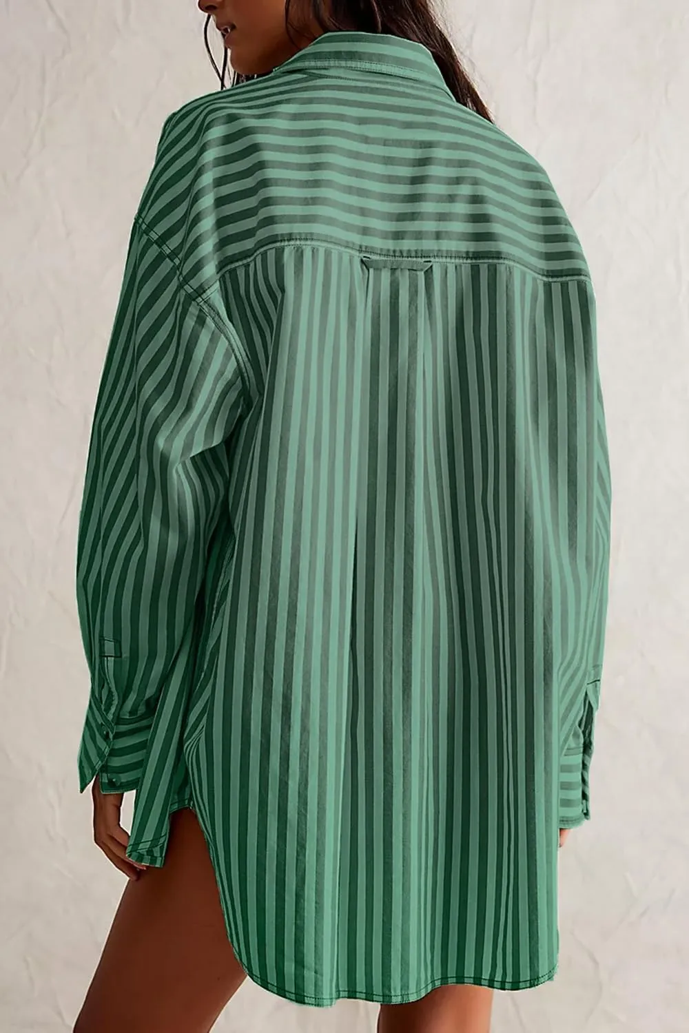 CHYRII Womens Striped Button Down Shirt Casual Long Sleeve Blouse Top