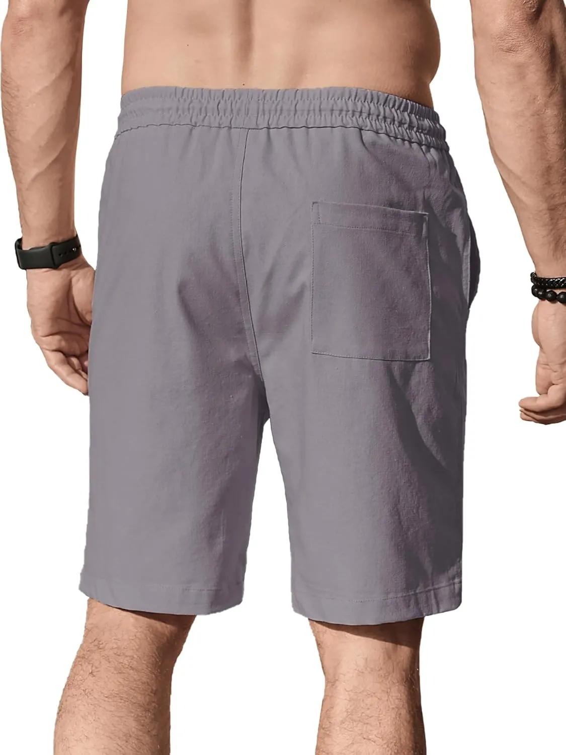 Comdecevis Men's Linen Shorts Casual Elastic Waist Drawstring Summer Beach Vacation Yoga Golf Shorts with Pockets