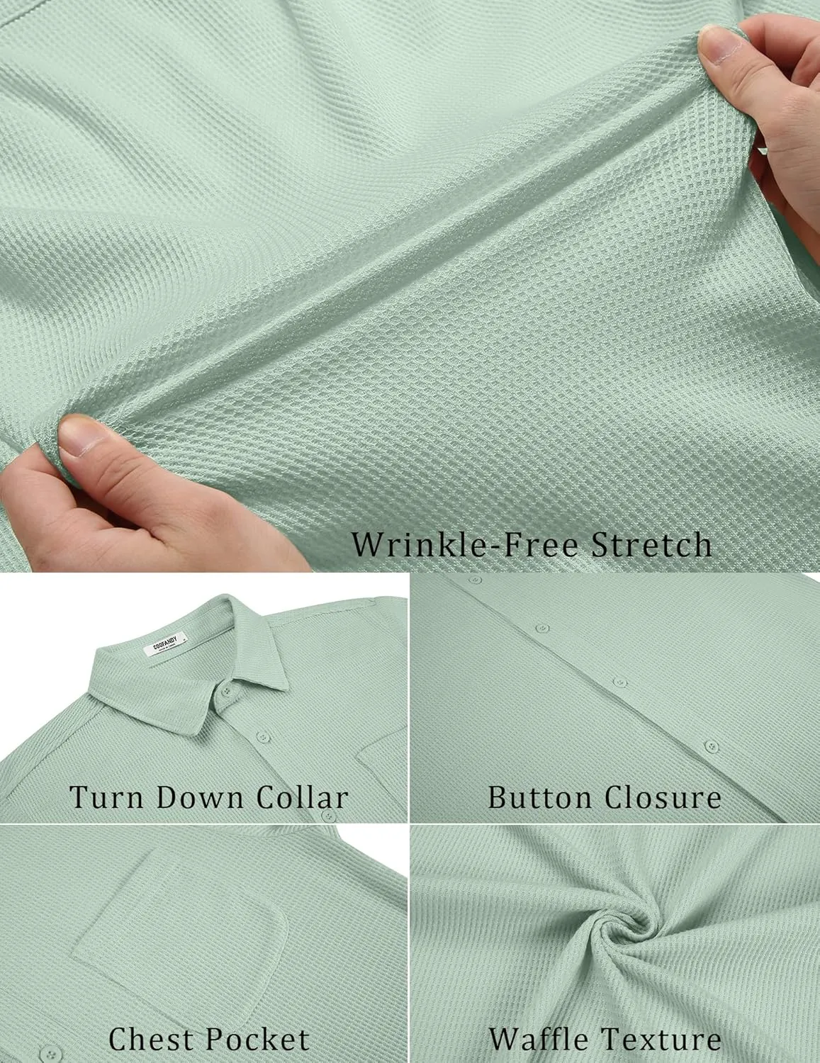 COOFANDY Men's Knit Button Down Shirts Casual Short Sleeve Polo Shirt Summer Beach Shirts with Pocket