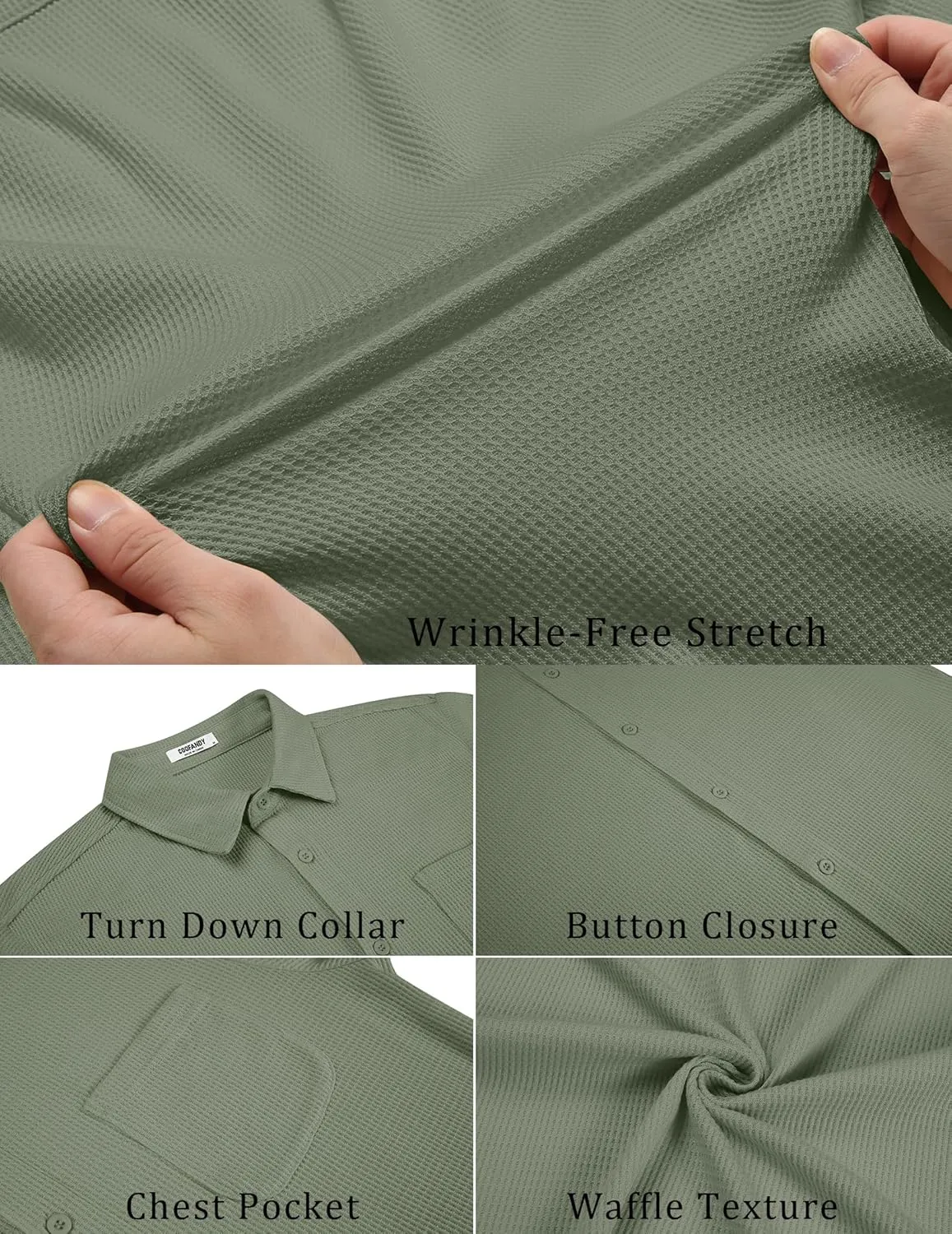 COOFANDY Men's Knit Button Down Shirts Casual Short Sleeve Polo Shirt Summer Beach Shirts with Pocket
