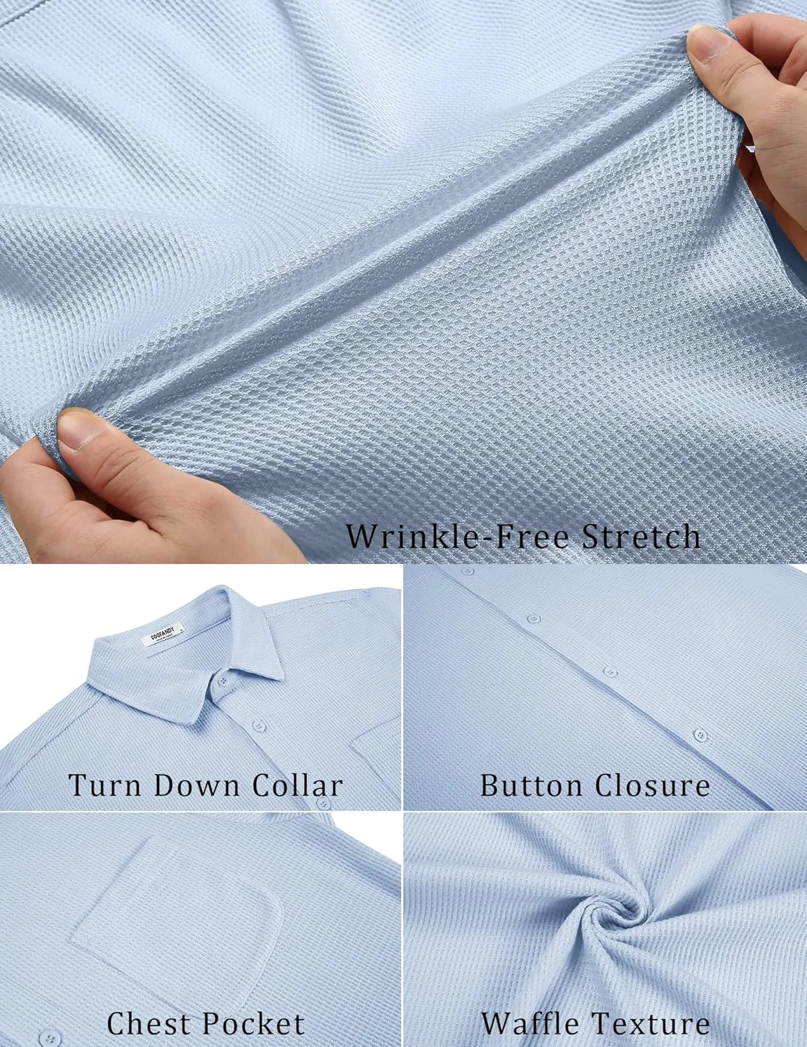 COOFANDY Men's Knit Button Down Shirts Casual Short Sleeve Polo Shirt Summer Beach Shirts with Pocket
