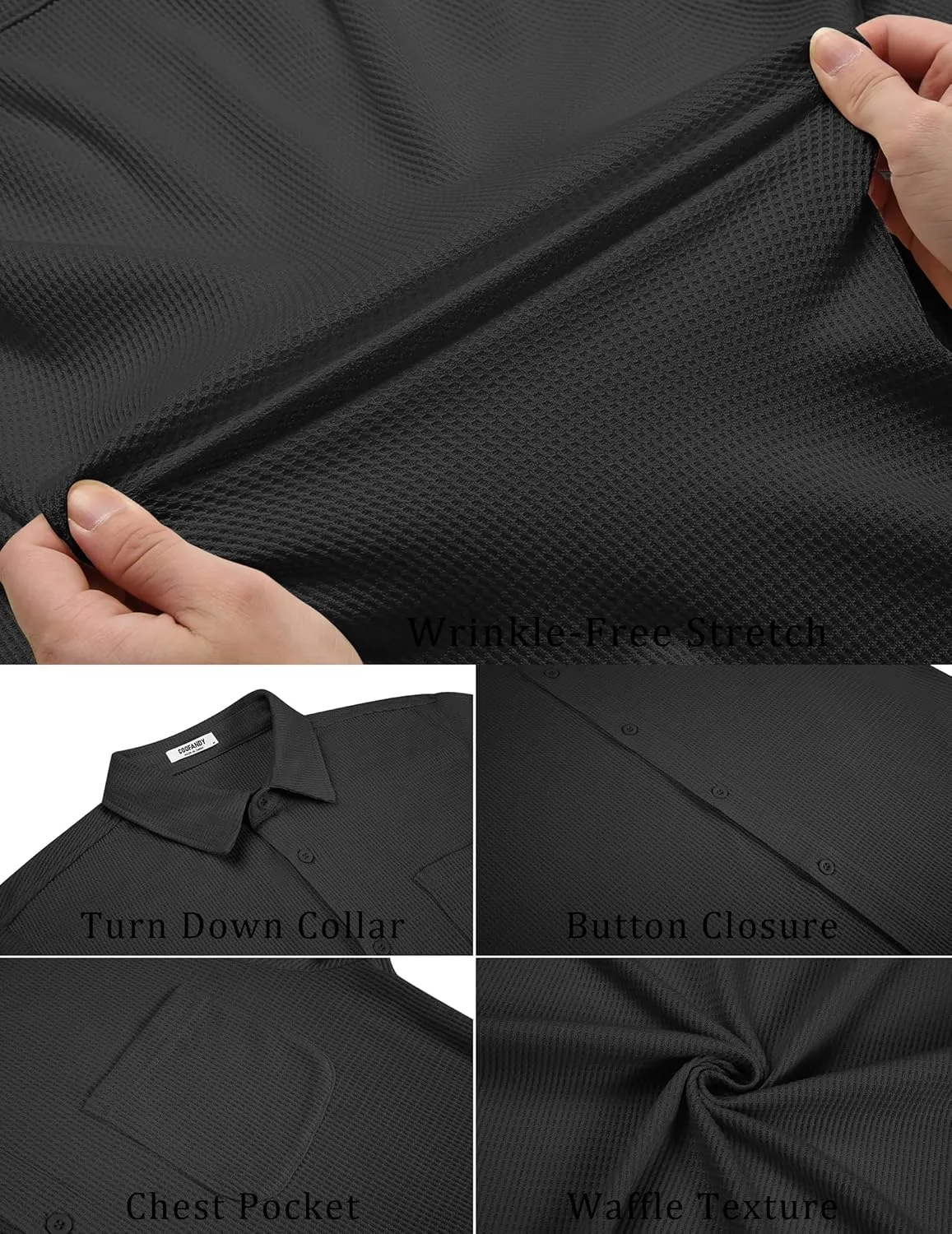 COOFANDY Men's Knit Button Down Shirts Casual Short Sleeve Polo Shirt Summer Beach Shirts with Pocket
