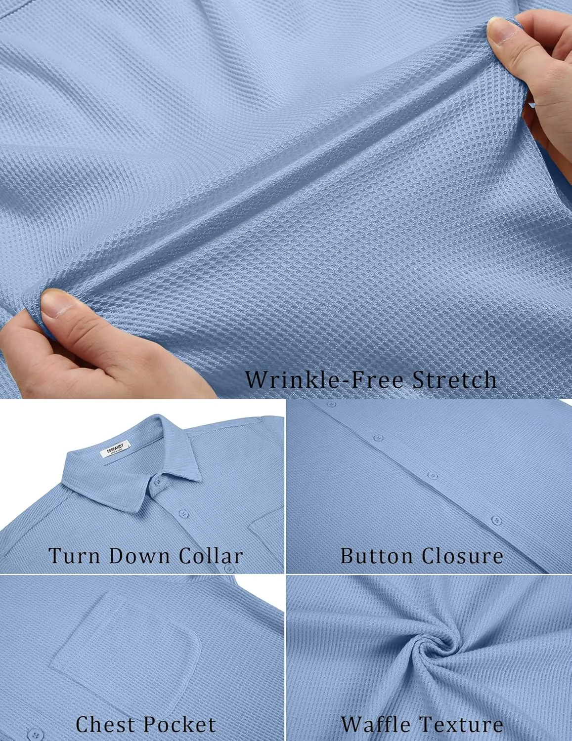COOFANDY Men's Knit Button Down Shirts Casual Short Sleeve Polo Shirt Summer Beach Shirts with Pocket