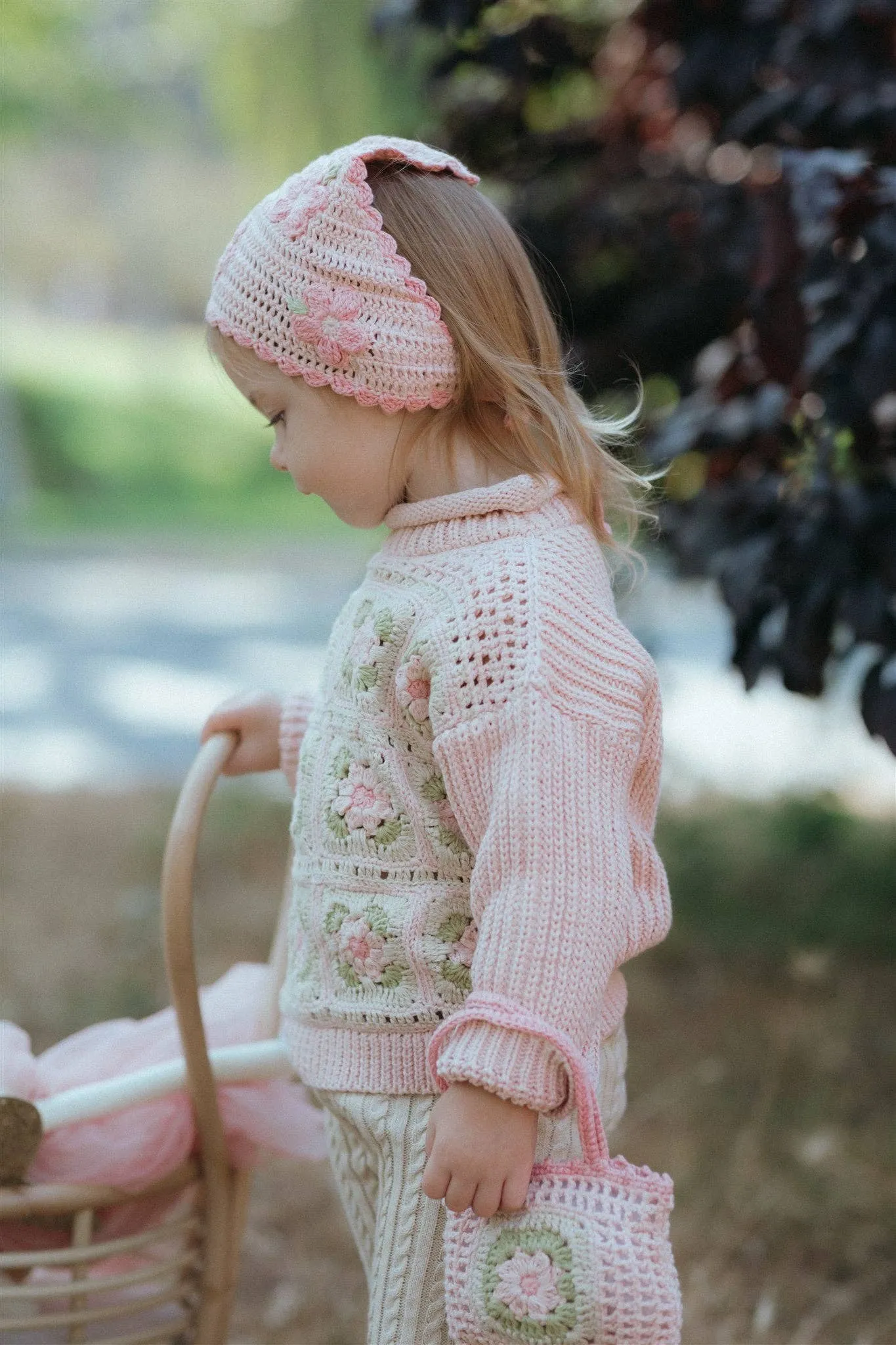 Crochet Bandana | Pink Flower