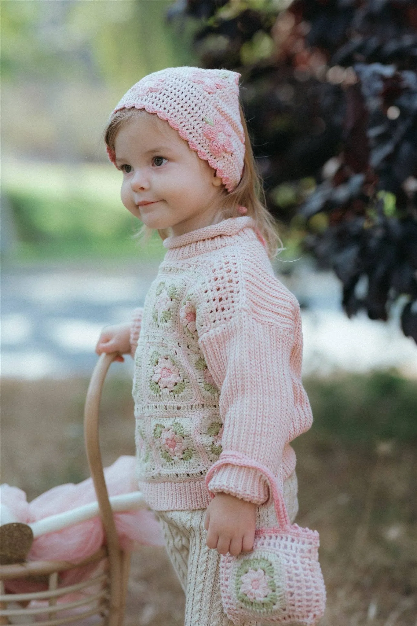 Crochet Bandana | Pink Flower