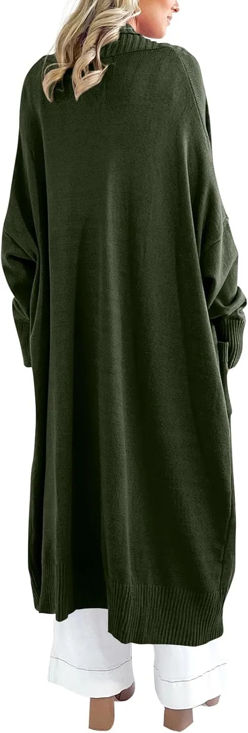 Danedvi Womens Long Cardigan Sweaters 2024 Fall Chunky Knit Oversized Slouchy Open Front Warm Coats with Pockets