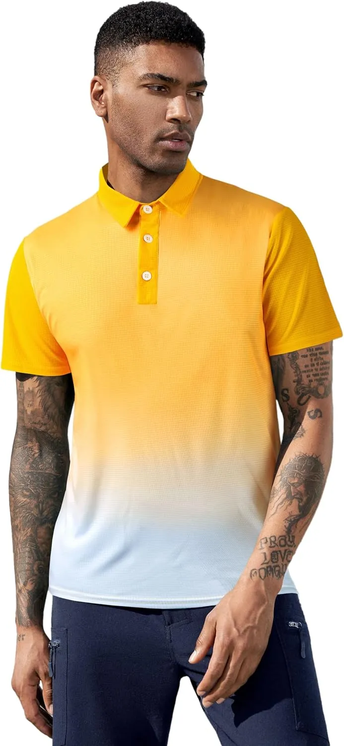Derminpro Men's Fashion Collared Stretch Fit Casual Short Sleeve Quick Dry Golf Polo Shirts