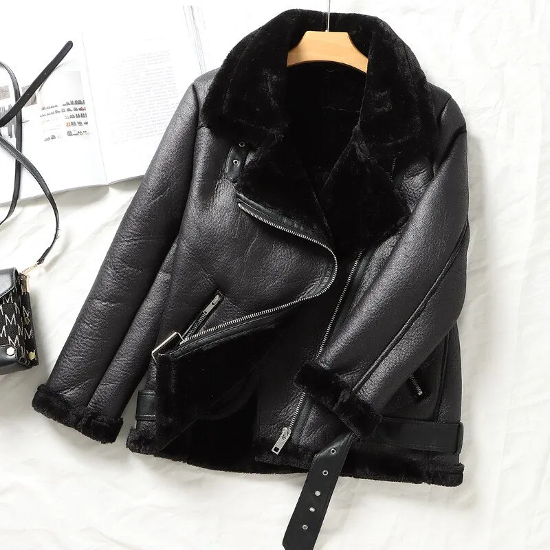 DressBetty - Thick Warm Faux Leather Jackets