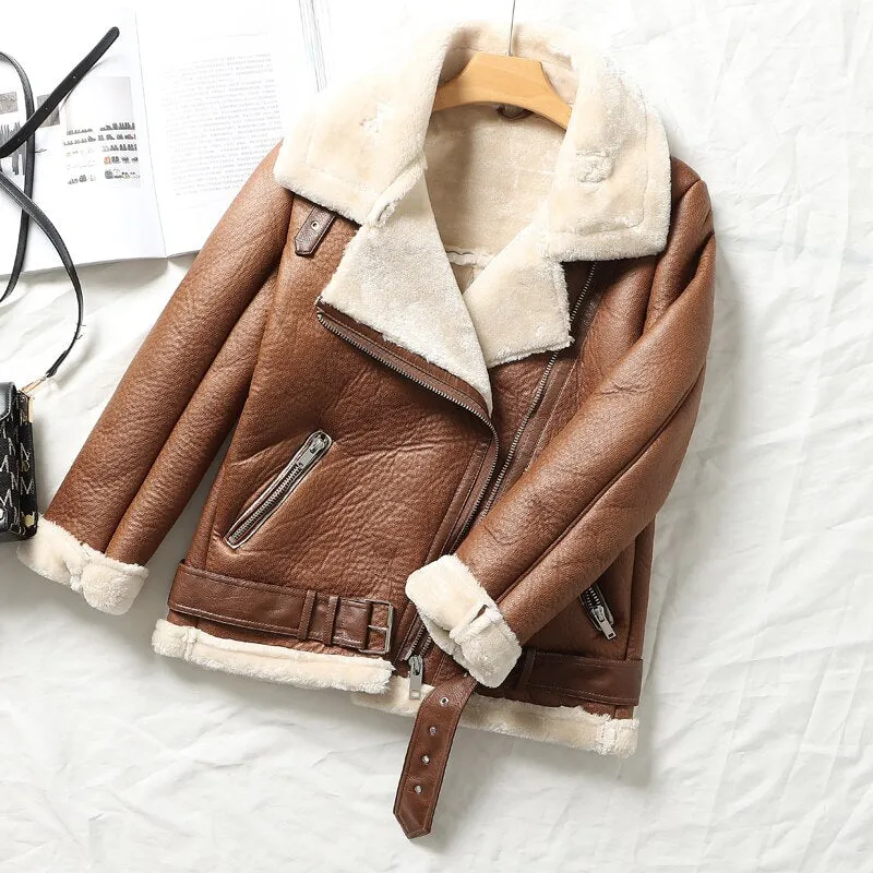 DressBetty - Thick Warm Faux Leather Jackets