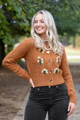 Embroidered Sweater Cardigan