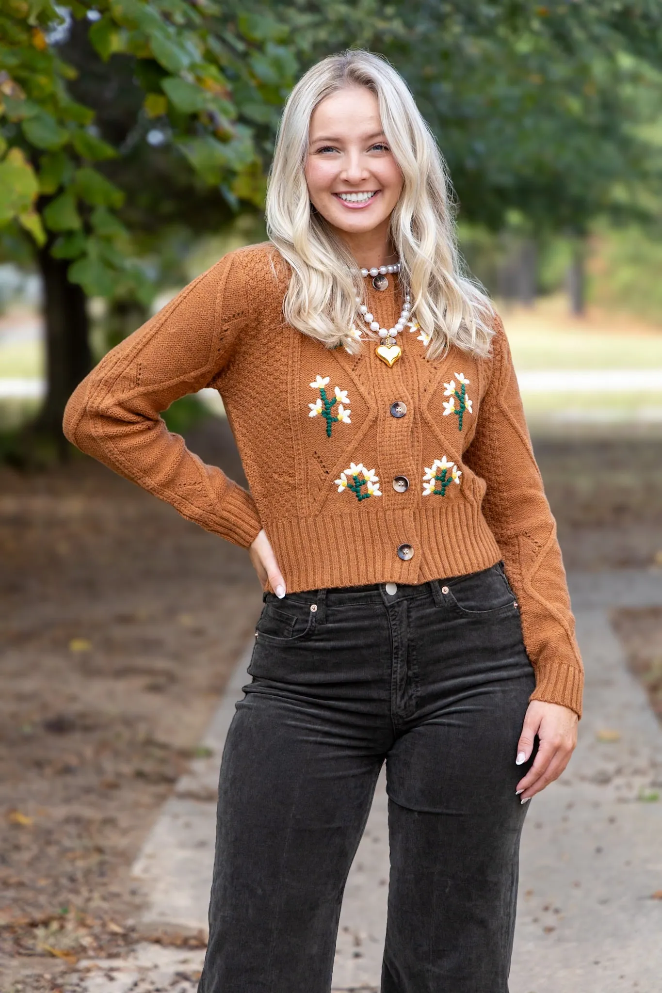 Embroidered Sweater Cardigan