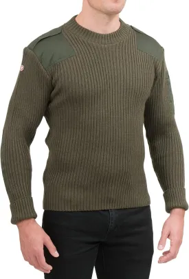 Flanders Fields Natural Wool British Commando Sweater | Military Sweaters for Men | Tactical Sweater with Shoulder Patches