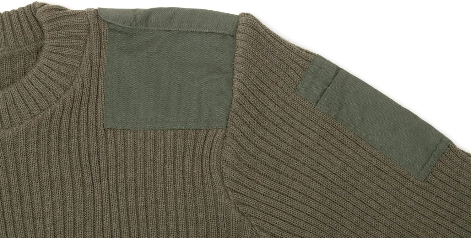 Flanders Fields Natural Wool British Commando Sweater | Military Sweaters for Men | Tactical Sweater with Shoulder Patches