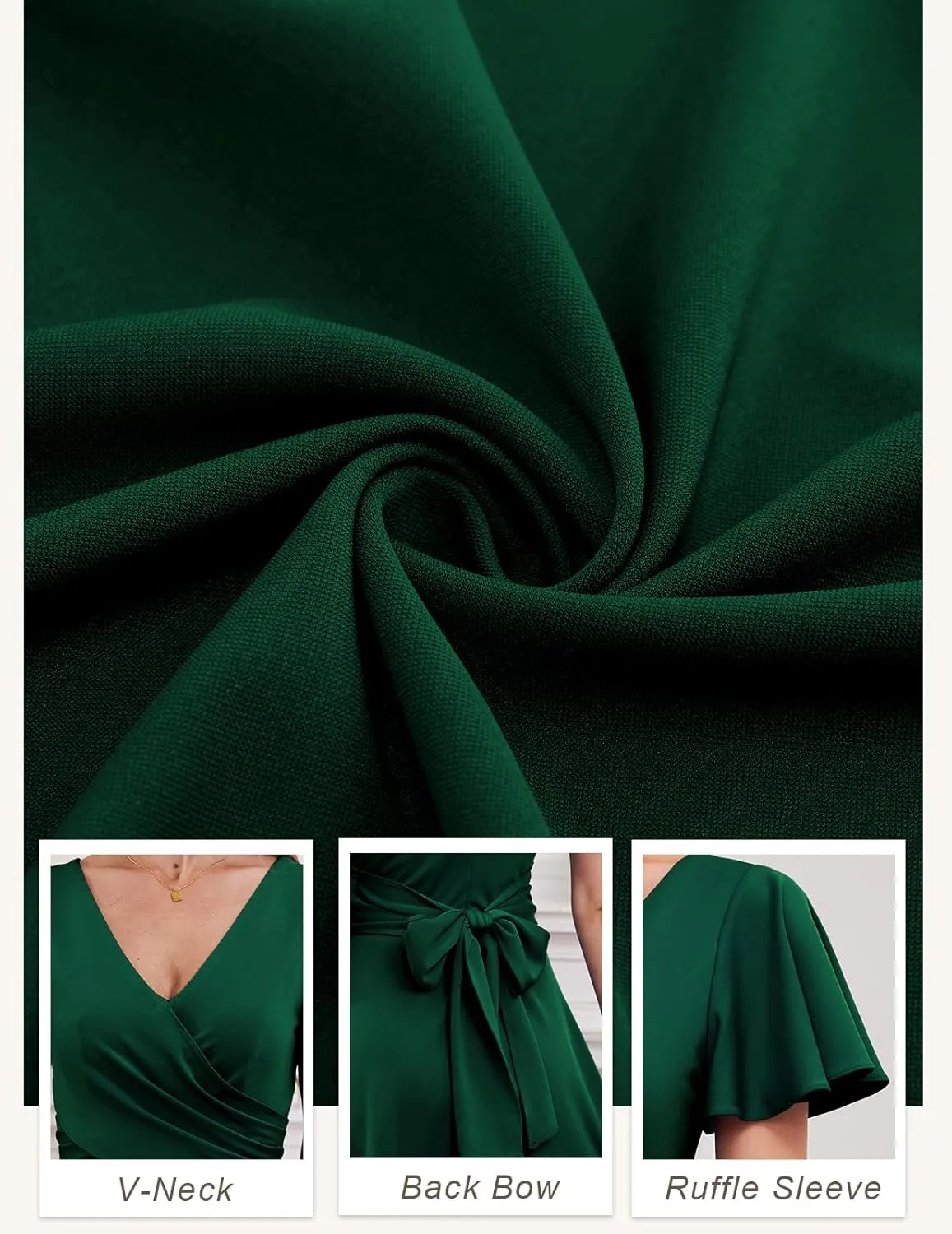 Gardenwed Womens Cocktail Dress Wedding Guest Semi Formal Wrap V Neck Short Sleeve Ruched A Line Midi Dresses with Belt