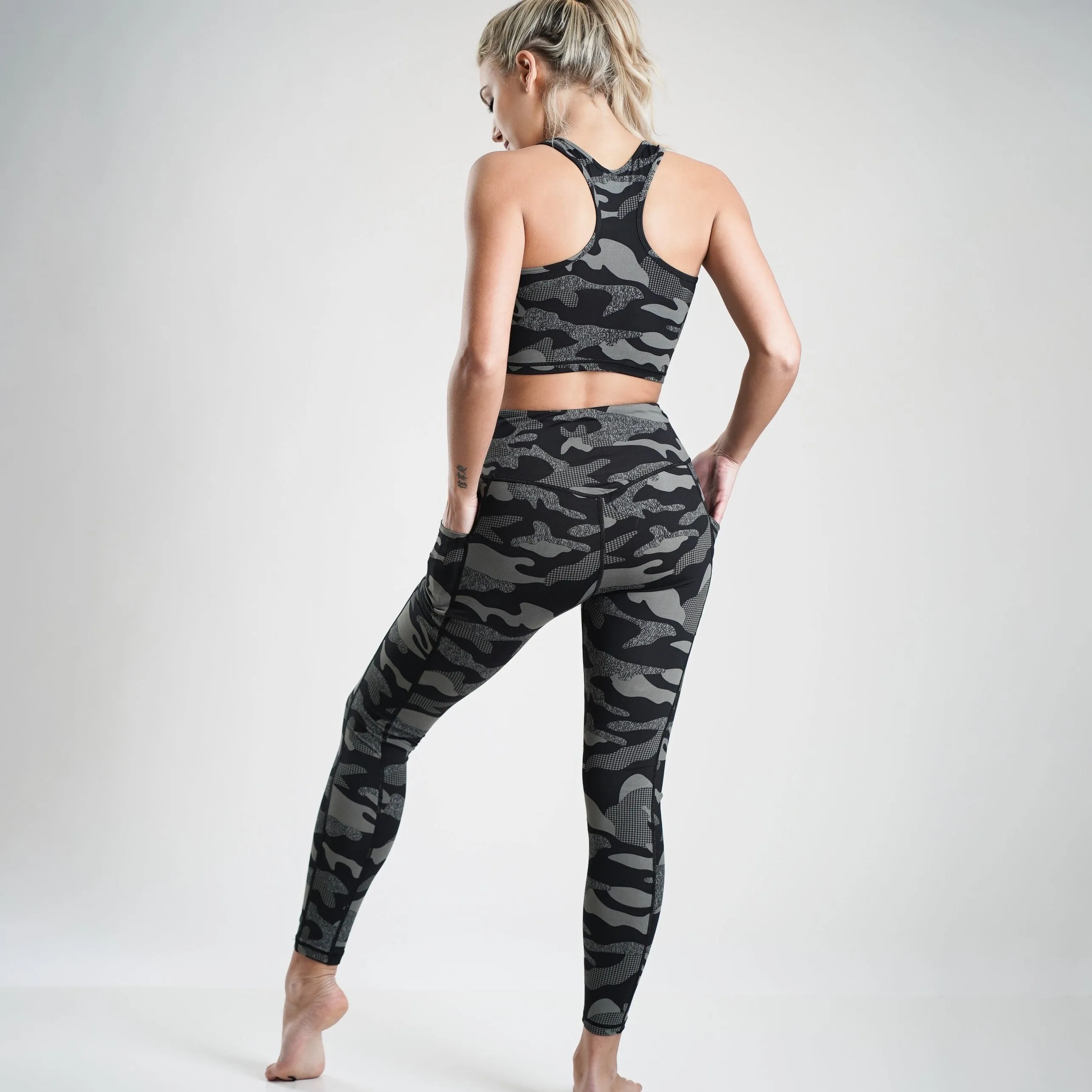 Grey Camouflage Sports Tank  & High Waisted Leggings