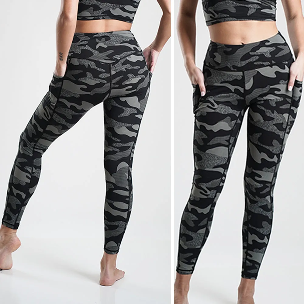 Grey Camouflage Sports Tank  & High Waisted Leggings