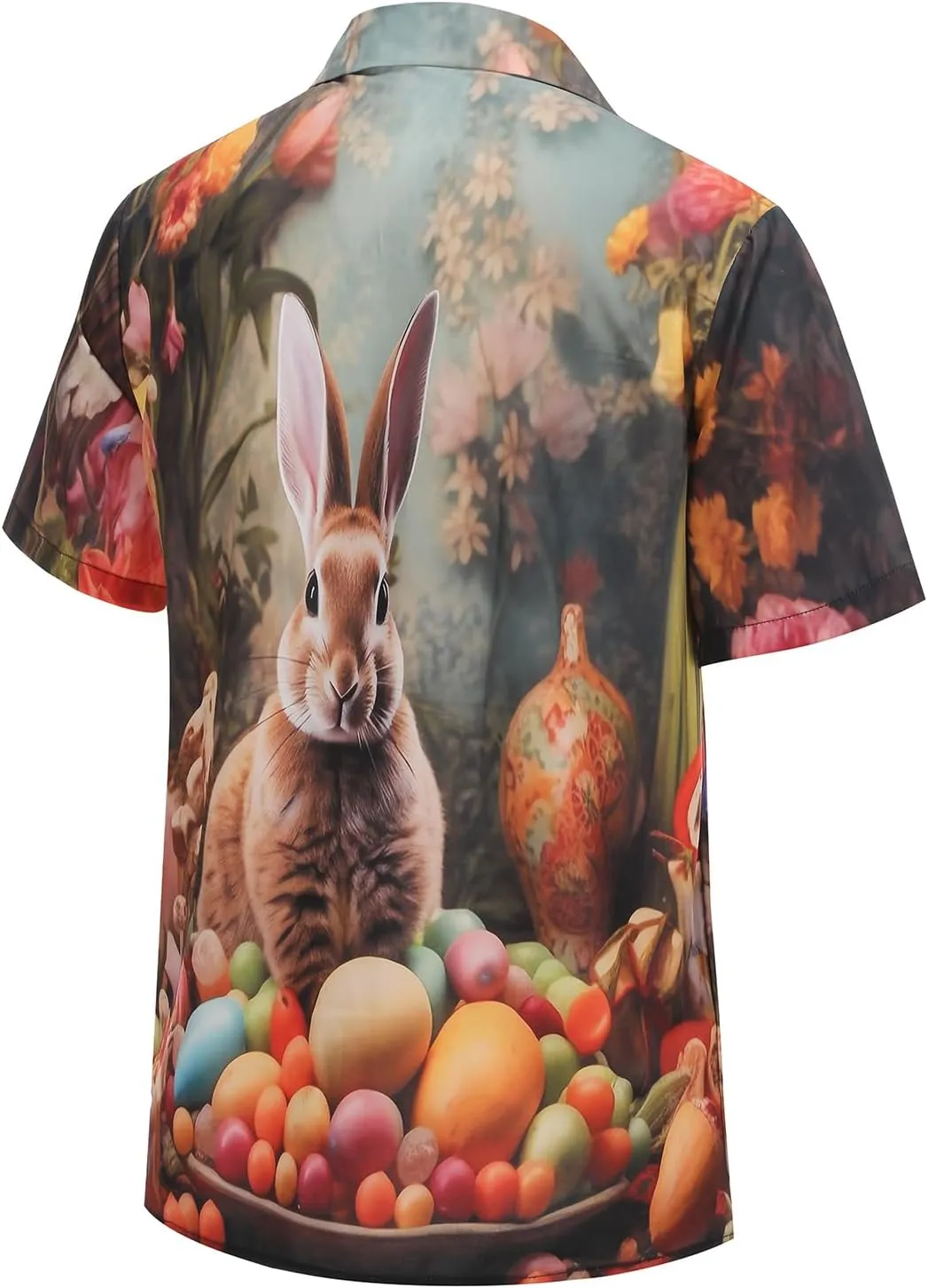 Hawaiian Shirt for Men Easter Short Sleeve Beach Button Down Causal Top Print Tropical Hawaii Shirts Big and Tall