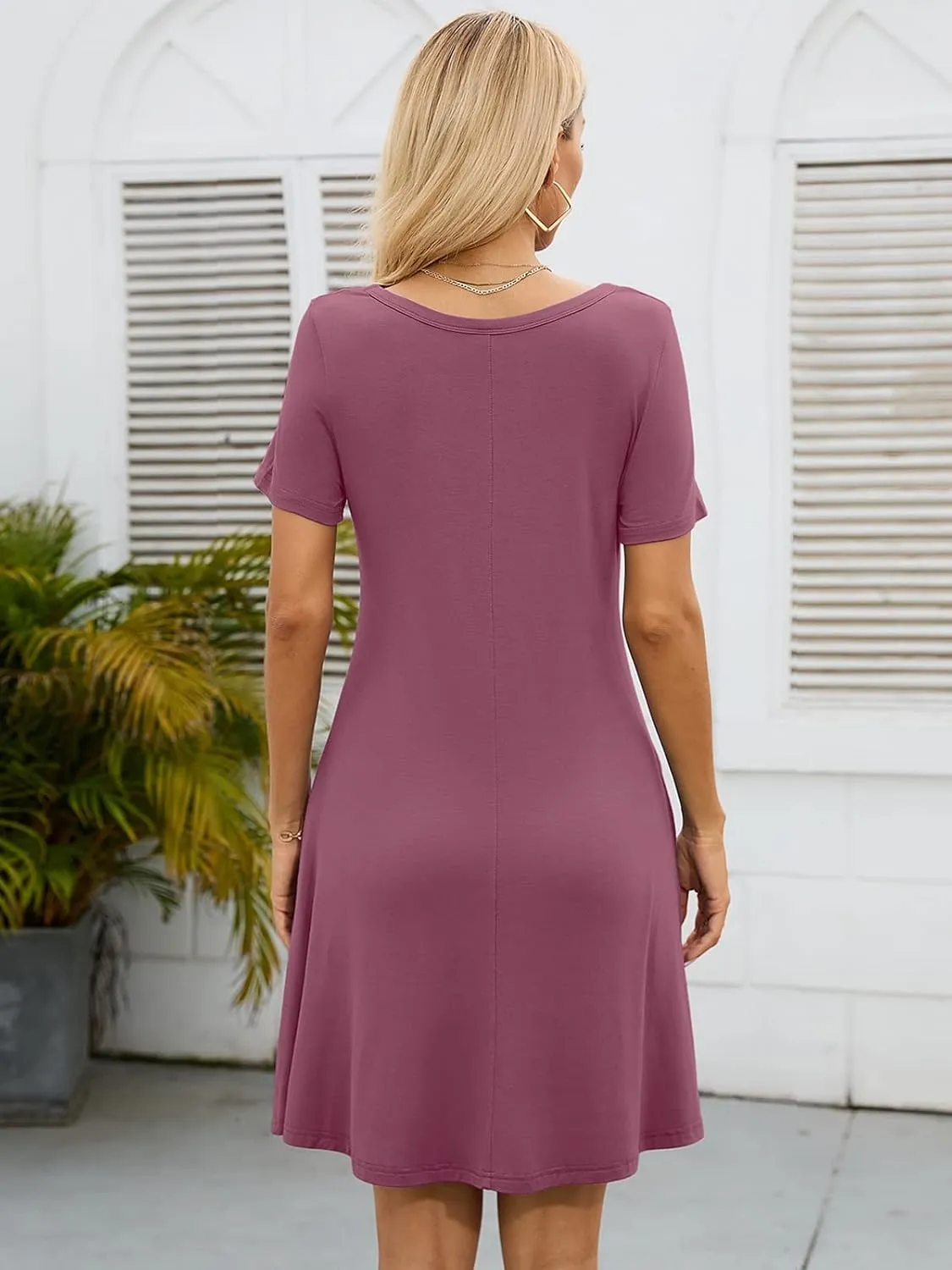 KORSIS Summer Dresses for Women Casual T Shirt Dresses Swing Flowy Beach Vacation Sundress with Pockets