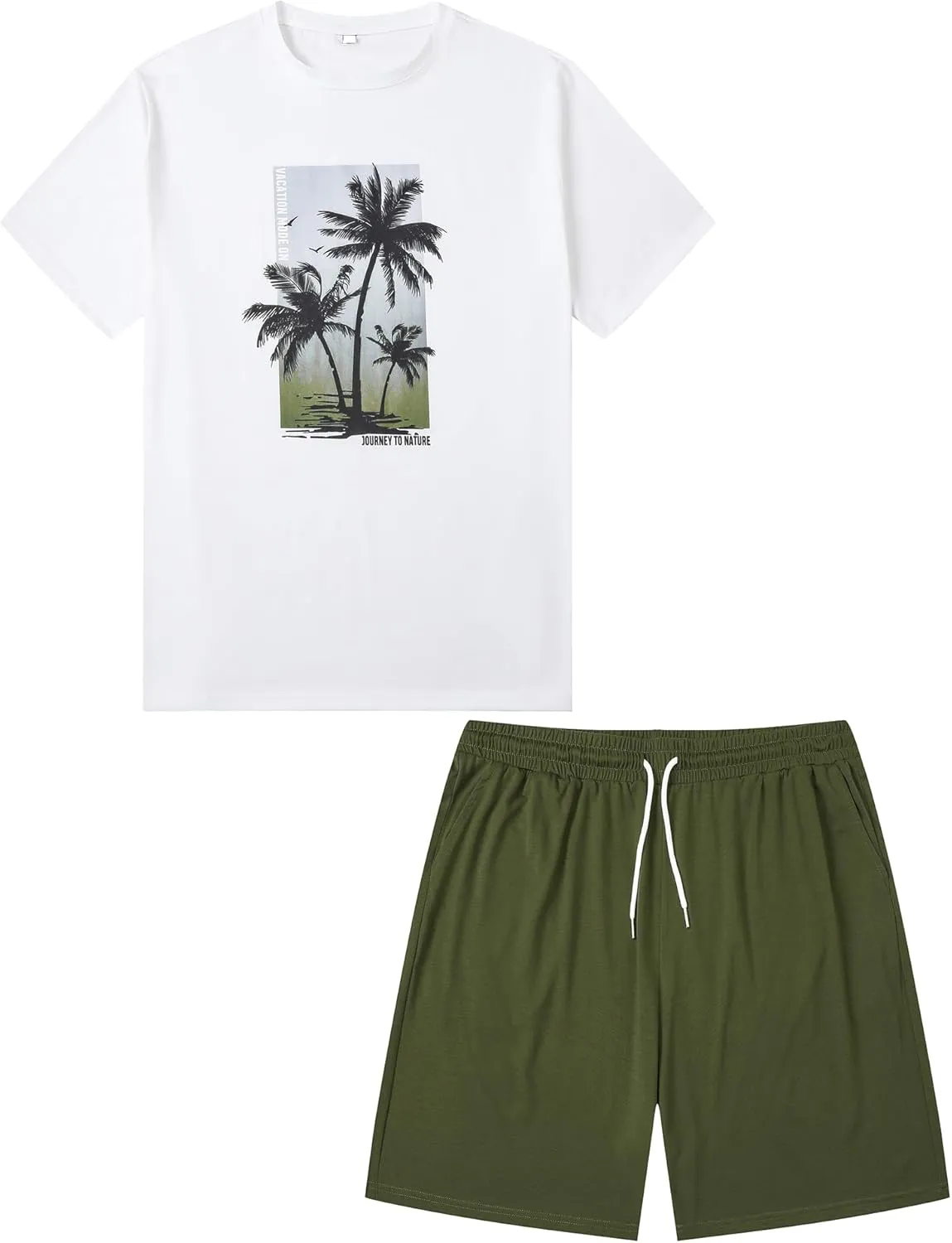 LecGee Men's Hawaiian Short Sleeve Tracksuit Summer T Shirt & Shorts set Aloha Tropical Two Piece Casual Daily Beach