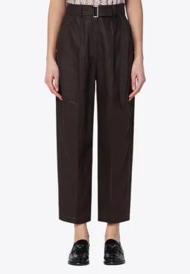 Linen Cropped Pants with Belt