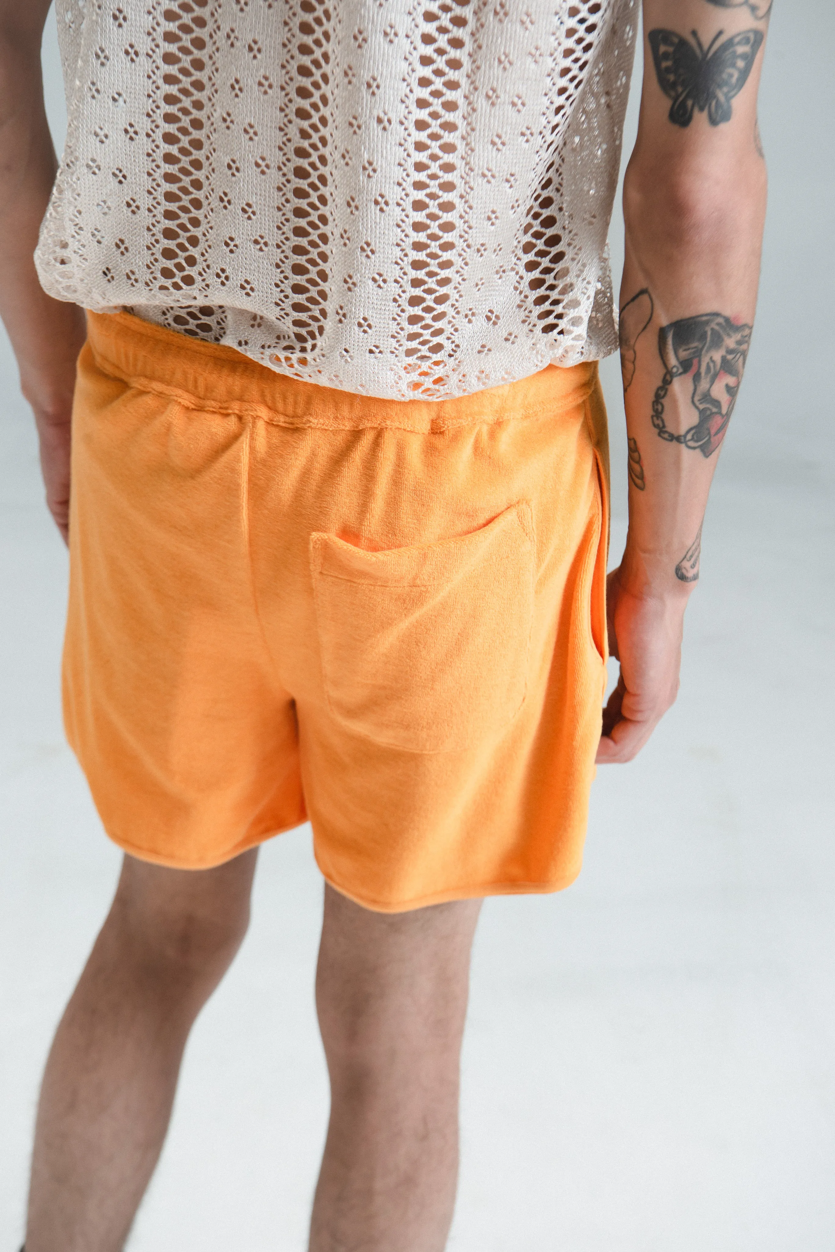 Mandarin Cotton Terry Drawstring Board Shorts