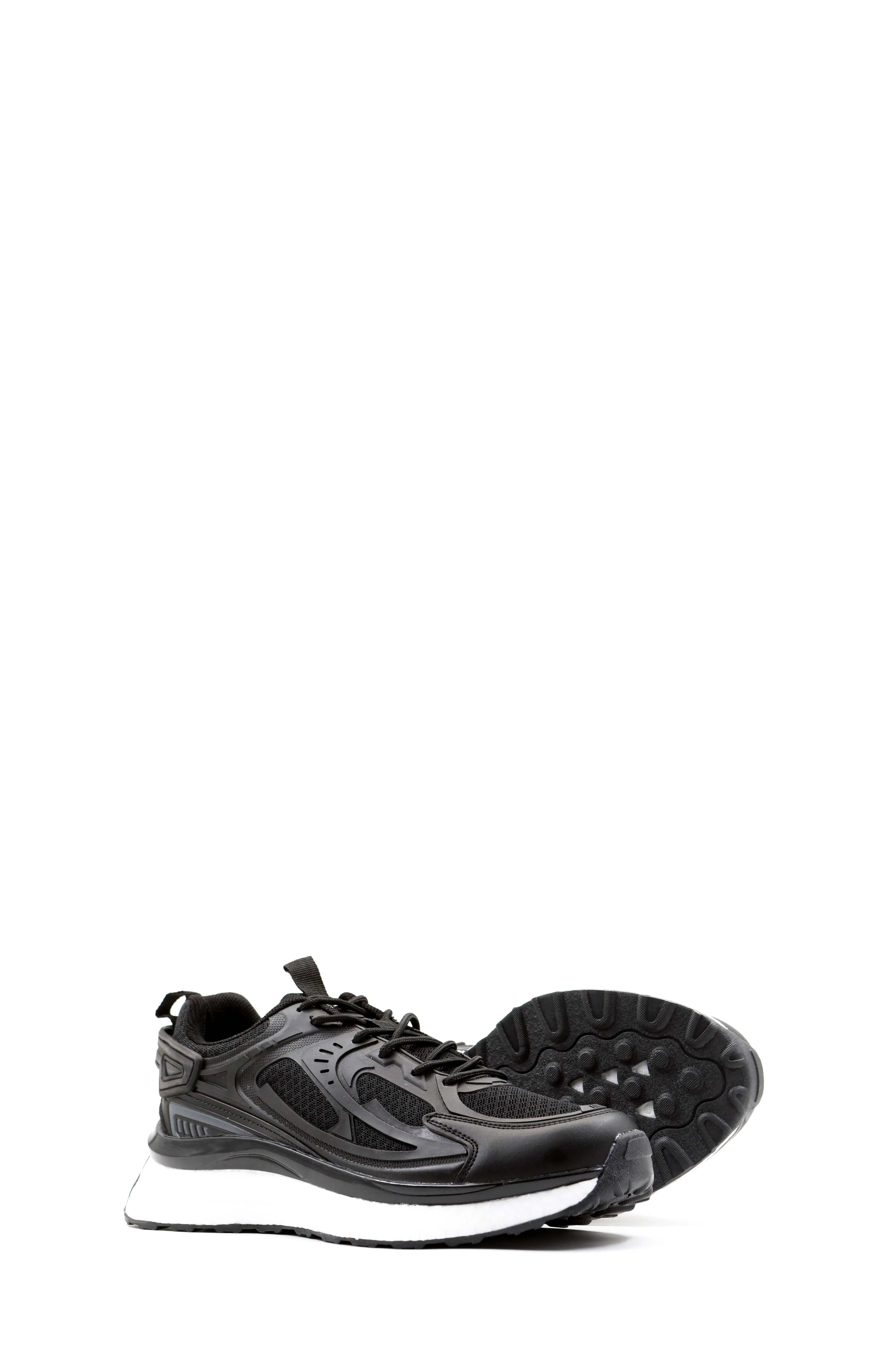 Men's Black Performance Sneakers with Cushioned Sole - Wessi