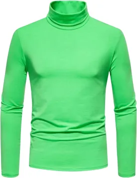 Men's Casual Mock Turtleneck T-Shirts Basic Long Sleeve Thermal Stretchy Pullover Lightweight Undershirt Sweater Tops