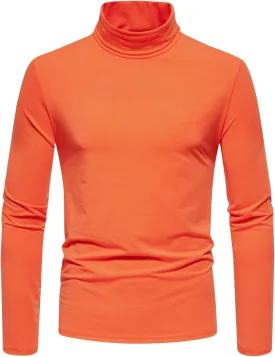 Men's Casual Mock Turtleneck T-Shirts Basic Long Sleeve Thermal Stretchy Pullover Lightweight Undershirt Sweater Tops