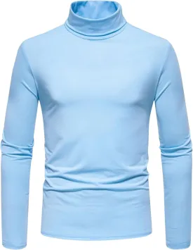 Men's Casual Mock Turtleneck T-Shirts Basic Long Sleeve Thermal Stretchy Pullover Lightweight Undershirt Sweater Tops