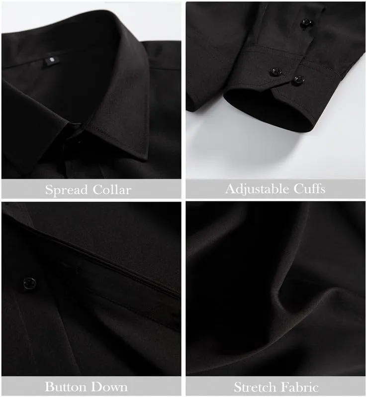 Mens Dress Shirts Stretch Slim Fit Long Sleeve Dress Shirts for Men Casual Business Regualr Fit Button Down Shirt