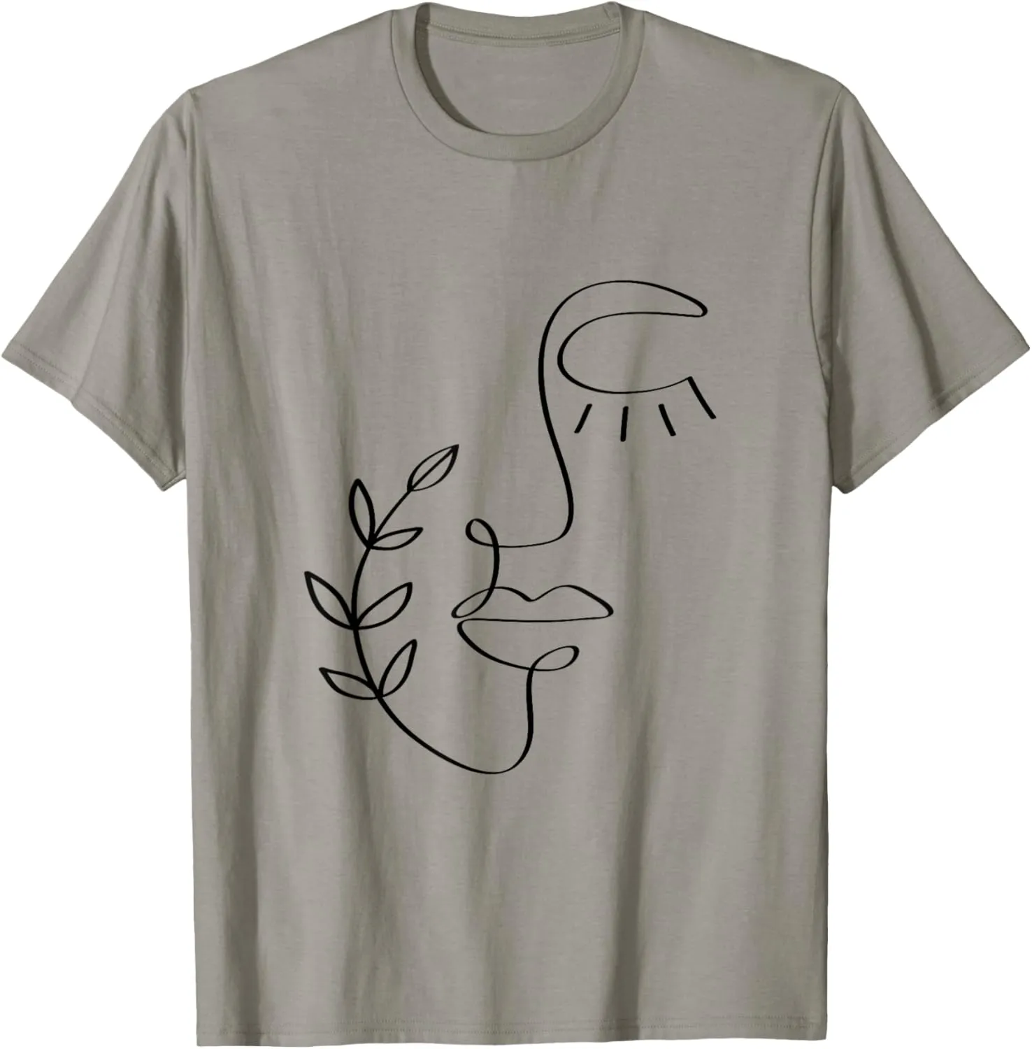 Minimalist Abstract Line Art Feminine Botanical Aesthetic T-Shirt