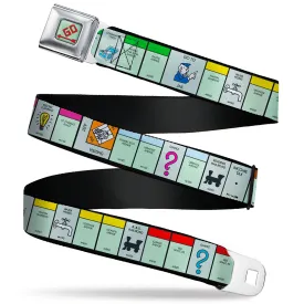 Monopoly GO Space Full Color Seatbelt Belt - Monopoly Game Board Space Blocks Webbing