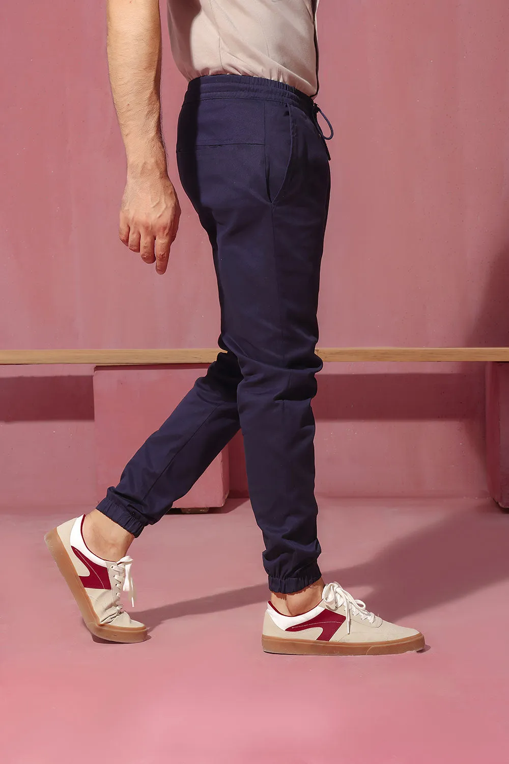 Navy Blue Slim Fit Chino Jogger Pants