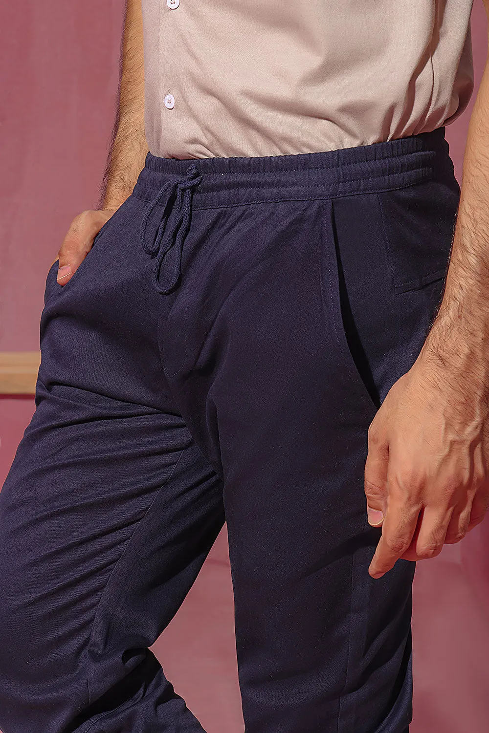 Navy Blue Slim Fit Chino Jogger Pants