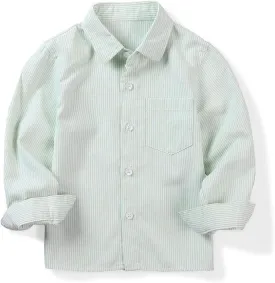 OCHENTA Little Big Boys' & Men's Long Sleeve Button Down Oxford Casual Dress Shirt