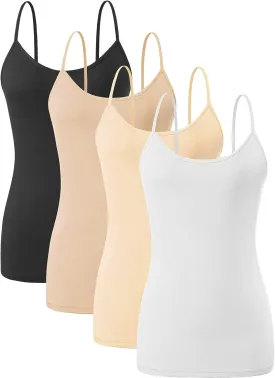 Orrpally Basic Cami Tank Tops Women Lightweight Camisole Stretch Tank Top Adjustable 4-Pack