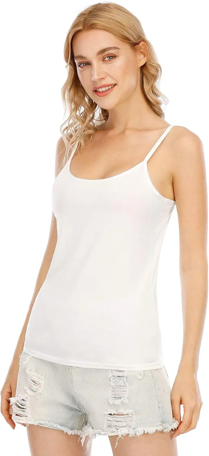 Orrpally Basic Cami Tank Tops Women Lightweight Camisole Stretch Tank Top Adjustable 4-Pack