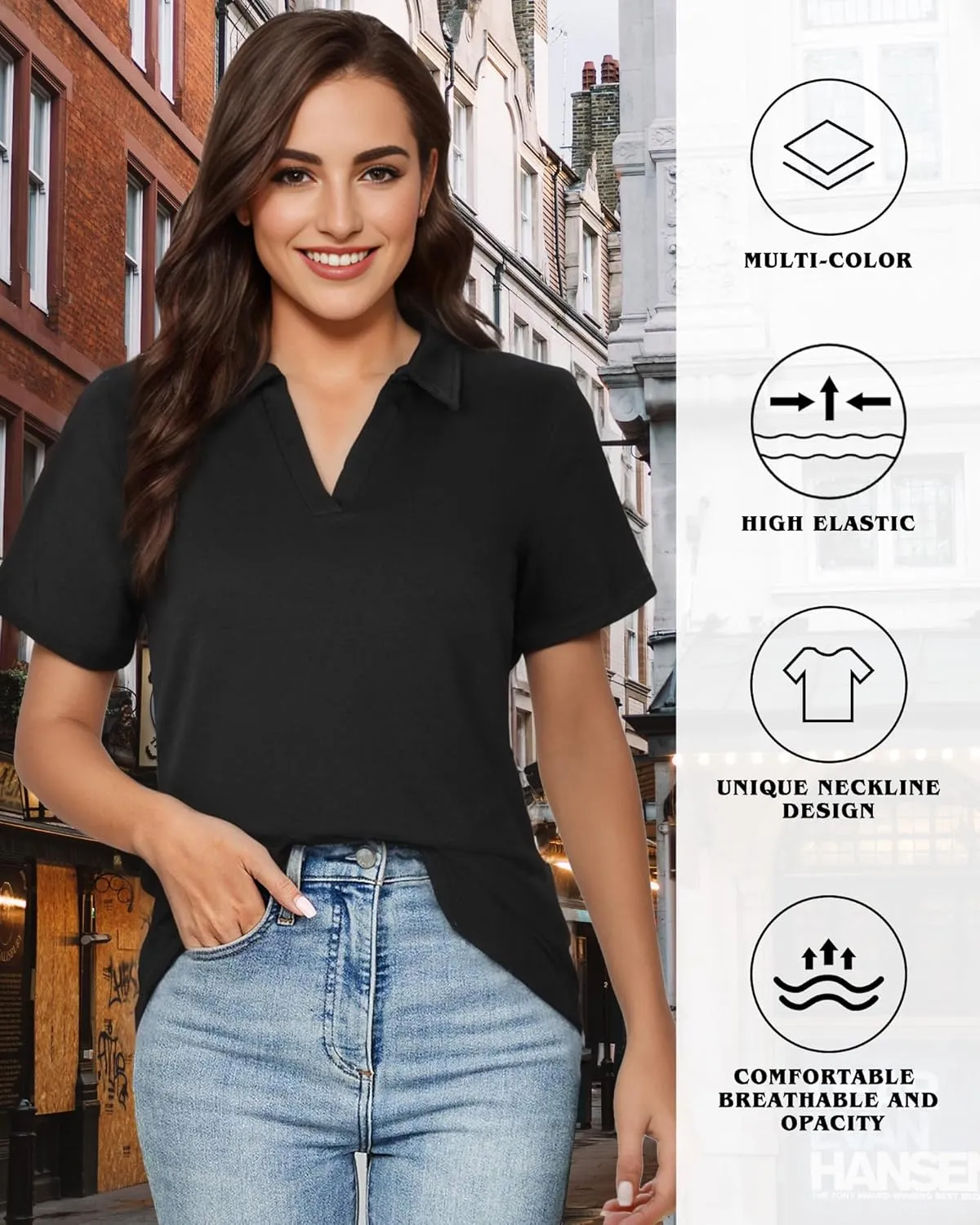 Polo Shirts for Women, V-Neck Business Casual Tops for Women, Summer Lapel Collar Tunic Tops Short Sleeve Work Blouses