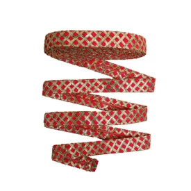 Red Checks Gota Work Embroidered Lace