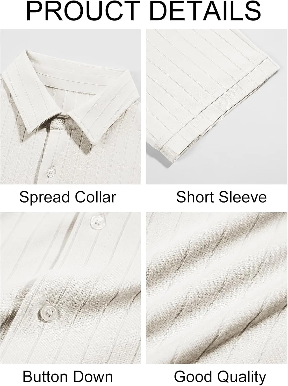 Runcati Mens Knit Button Down Shirts Short Sleeve Polo Shirt Vintage Summer Casual Beach Ribbed Textured Tops
