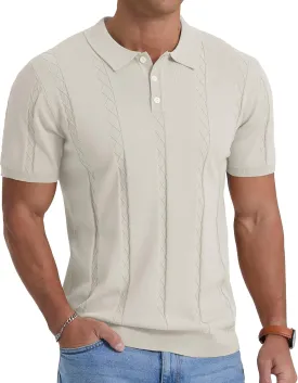 Sailwind Mens Knit Polo Shirts Short Sleeve Ribbed Textured Polo Shirt Casual Golf Shirts Collared T Shirt
