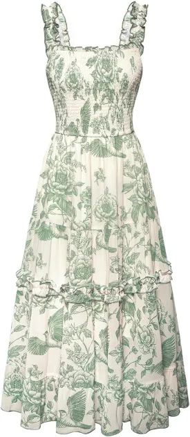 Scarlet Darkness Cottagecore Dresses for Women 2025 Smocked Floral Dress Flowy Sundress